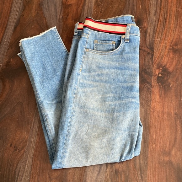 Veronica Beard Blue Denim Grotto Stripe Skinny Jean size 29/8 Button Fly - Picture 4 of 4